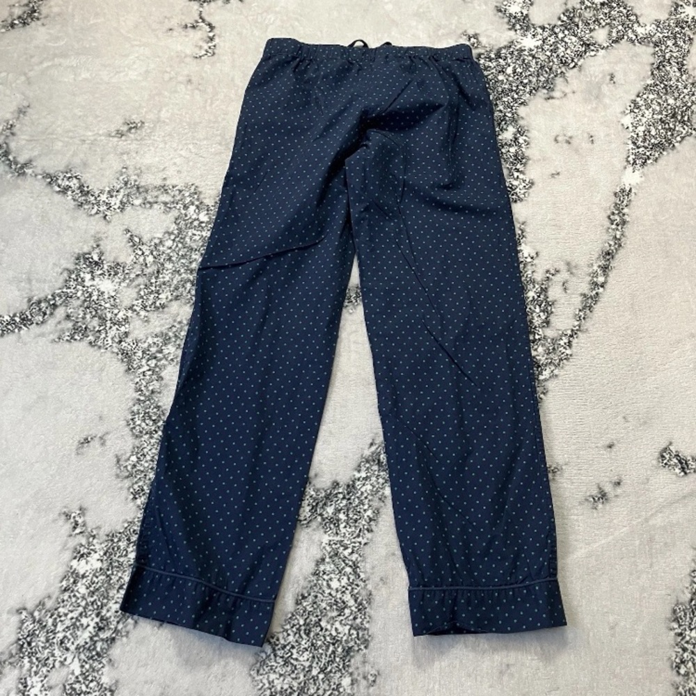 J Crew Pajama Cotton Pants Navy Blue Polka Dot Pajama Lounge Womens Size S